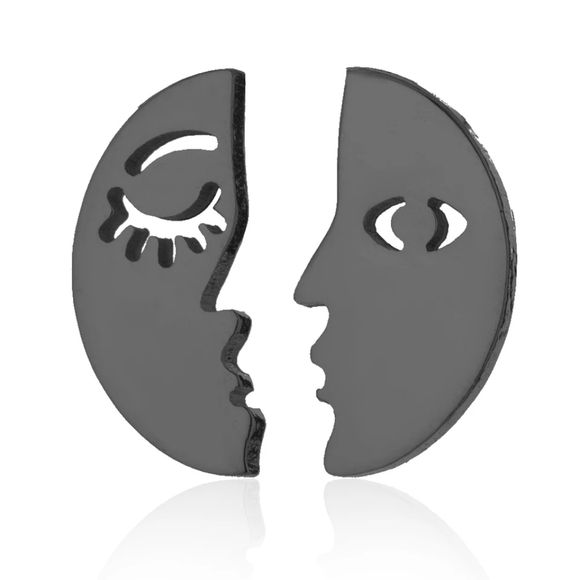 NWT black stainless moon studs - Picture 1 of 2